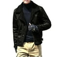 thumbnail image 1 of Men's Faux Leather Jacket Motorcycle Jacket Fleece Lining Waterproof Windproof PU Moto Vintage Bomber Sherpa Jackets, 1 of 6