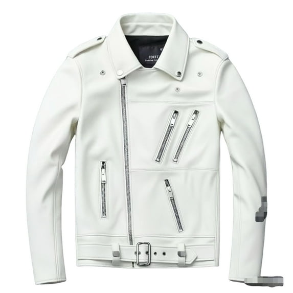 Men's Faux Leather Jacket Zip-UP Pockets Adjustable Waist Belt Motorcycle Bomber Jackets(S-5XL)