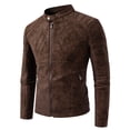 thumbnail image 1 of Men's Faux Leather Moto Jacket with Stand Collar, Metal Zipper, Casual Outerwear for Outdoor Wear, Slim Fit Short Coat, 1 of 17