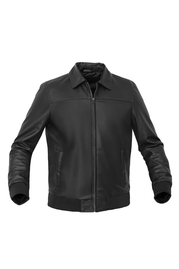 Men’s Faux Leather Motorcycle Jacket – Black, Lightweight PU Leather, Ribbed Cuffs & Hem, Durable & Stylish