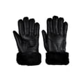 thumbnail image 1 of Men's Faux Leather Winter Driving Gloves with Faux Fur Cuff Lining, Black, 1 of 4