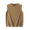 thumbnail image 1 of Men's Faux Suede Leather Sleeveless Tank Tops Gym Muscle Acid Wash Workout Tees Cut off Loose Fit Athletic T-Shirts Big and Tall Size M-5XL Khaki, 1 of 6