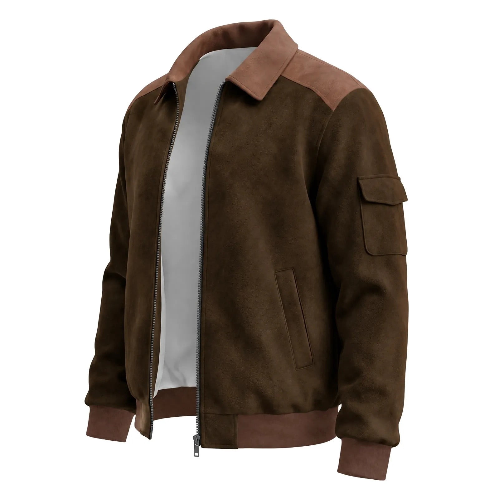 Kids Racing Jacket Men's Faux Suede Leather Zip Up Bomber Jacket Vintage Biker Racing ...