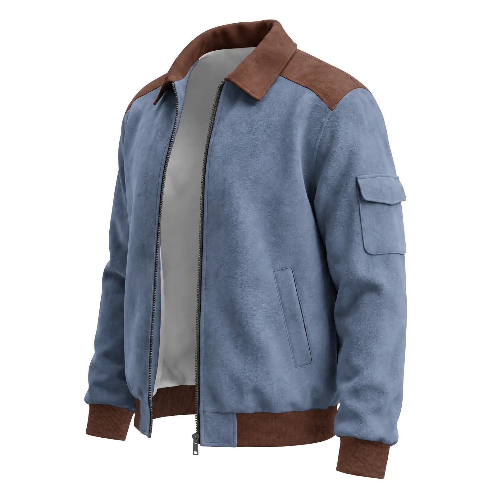 Kids Racing Jacket Men's Faux Suede Leather Zip Up Bomber Jacket Vintage Biker Racing ...