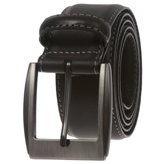 Men's Feather Edged Italian Leather Casual Belt with Stitch Edge