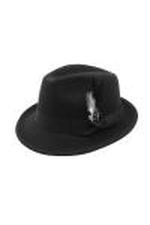 Men's Feather Top Hat, Felt Jazz European Style Soft Wool , Classic Elegant Hat for Formal Events or Vintage Fashion,Black