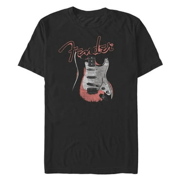 Men's Fender Distressed Red Guitar  Graphic T-Shirt