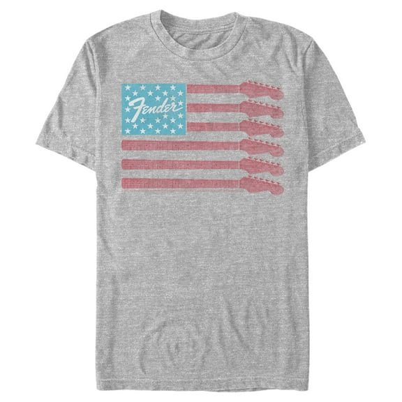 Men's Fender Guitar Flag Logo  Graphic Tee Athletic Heather 2X Large