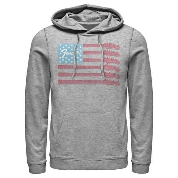 Men's Fender Guitar Flag Logo  Pull Over Hoodie Athletic Heather Small