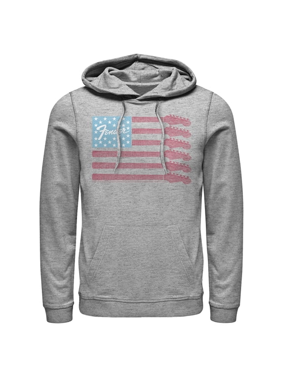 Men's Fender Guitar Flag Logo Pull Over Hoodie Athletic Heather Small