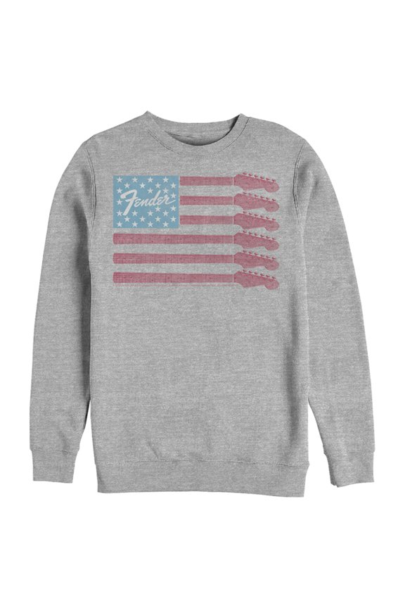 Men's Fender Guitar Flag Logo Sweatshirt Athletic Heather Medium