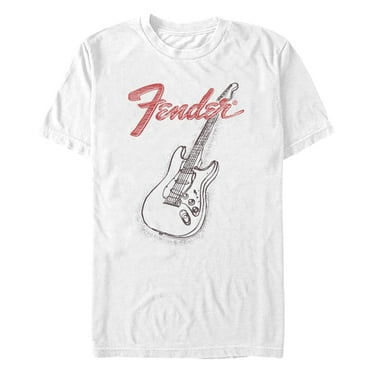 Men's Fender Guitar Sketch  Graphic Tee White X Large