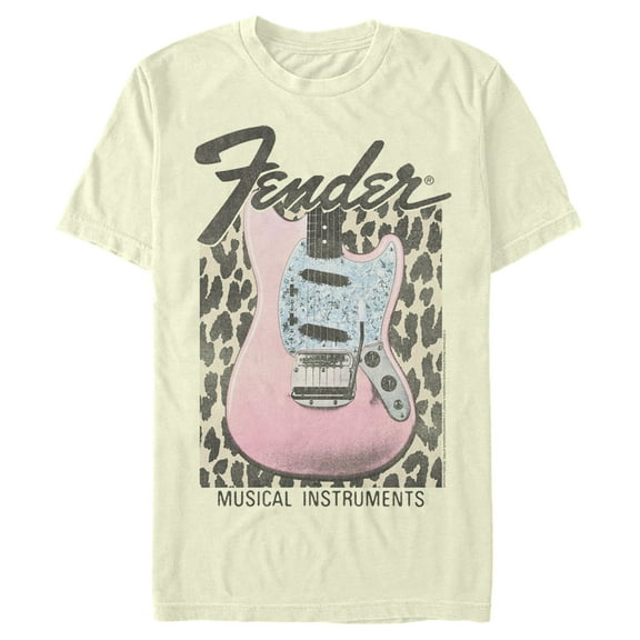 Men's Fender Musical Instruments Pink Guitar Graphic Tee Beige Small