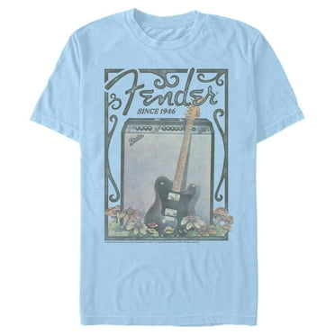 Men's Fender Since 1946 Retro Poster  Graphic Tee Light Blue Small
