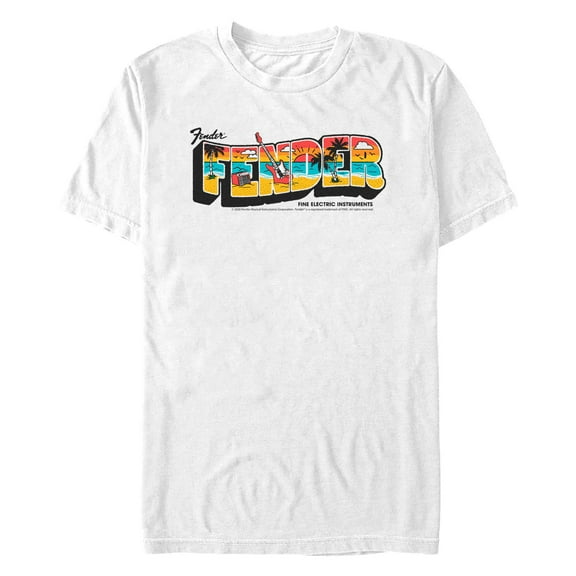 Men's Fender Vacation Billboard Logo  Graphic Tee White Large