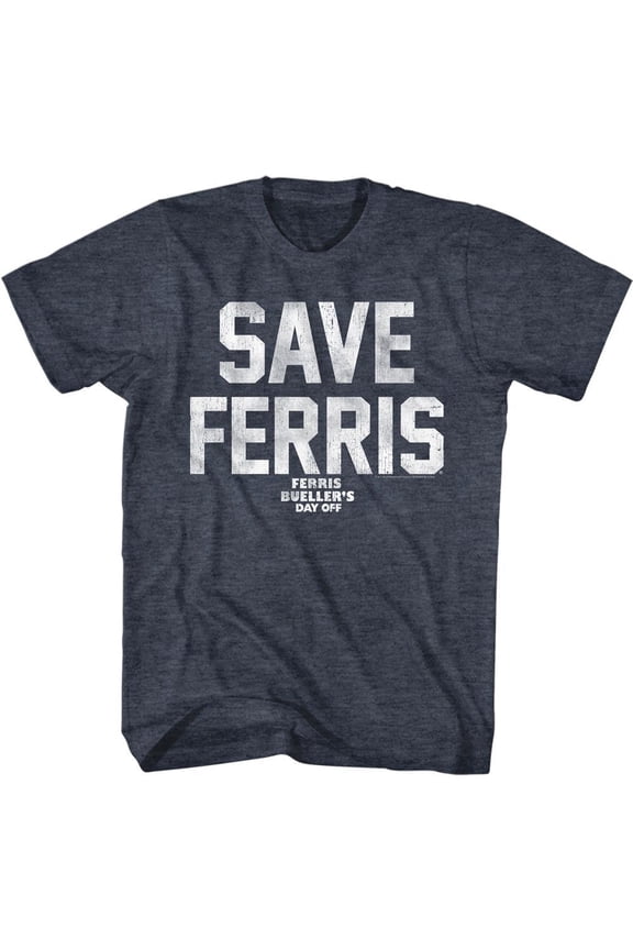 Men's Ferris Beullers Day Off Save Ferris Wht Ink T-shirt Large Navy Heather