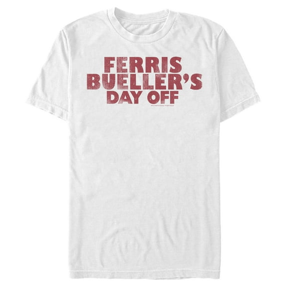 Men's Ferris Bueller's Day Off Distressed Logo Text Graphic Tee White Large