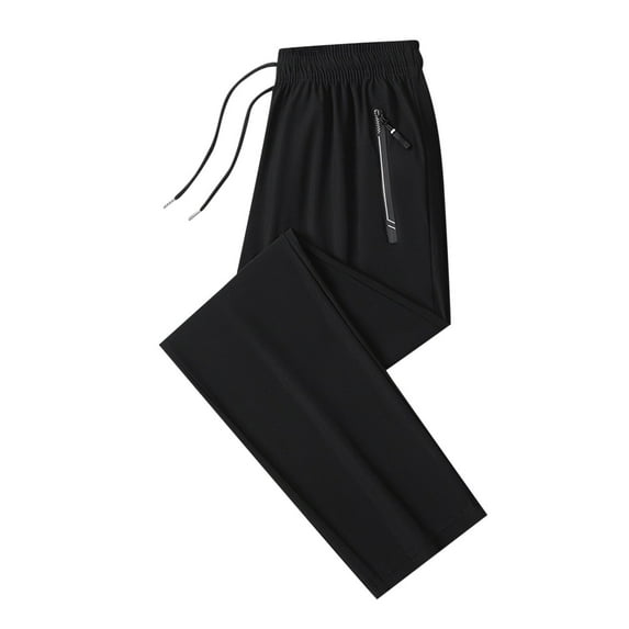 Men's Fiber Silk Sports Pants Casual Multifunctional Fashion Pants Black L