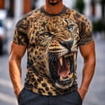 thumbnail image 1 of Men's Fierce Leopard Animal Graphic T-Shirts 3D Print Novelty Short Sleeve Crewneck Casual Summer Everyday Tees Comfortable Lightweight Breathable Tops, 1 of 5