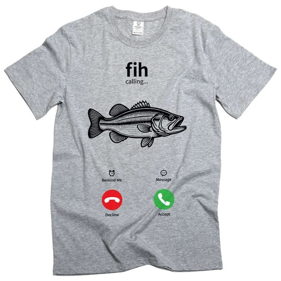 Men's Fih Meme T-shirt Fishing Funny Joke Tee Shirt Humor Humorous Gifts Fisherman tee (Large Grey)