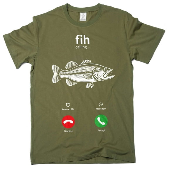 Men's Fih Meme T-shirt Fishing Funny Joke Tee Shirt Humor Humorous Gifts Fisherman tee (Small Military Green)