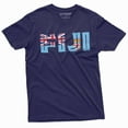 thumbnail image 1 of Men's Fiji Shirt Fiji Patriotic Shirt Fiji National Flag Tee Fijian Gifts Fijian Shirts (4X-Large Navy Blue), 1 of 7