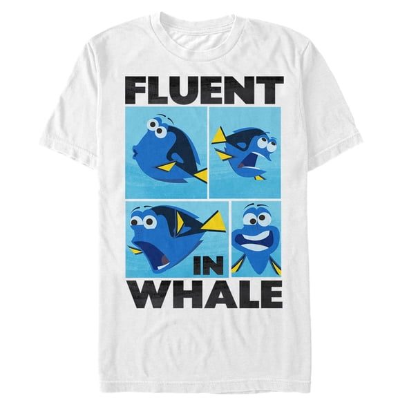 Men's Finding Dory Fluent in Whale Graphic Tee White Large