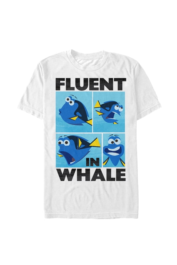 Men's Finding Dory Fluent in Whale Graphic Tee White Large
