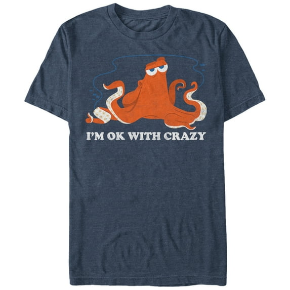 Men's Finding Dory Hank Ok Crazy Graphic Tee Navy Blue Heather X Large