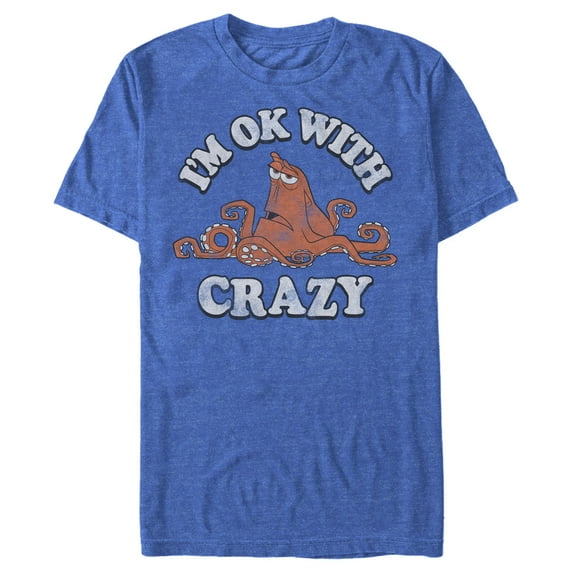 Men's Finding Dory Hank Ok With Crazy Graphic Tee Royal Blue Heather Medium