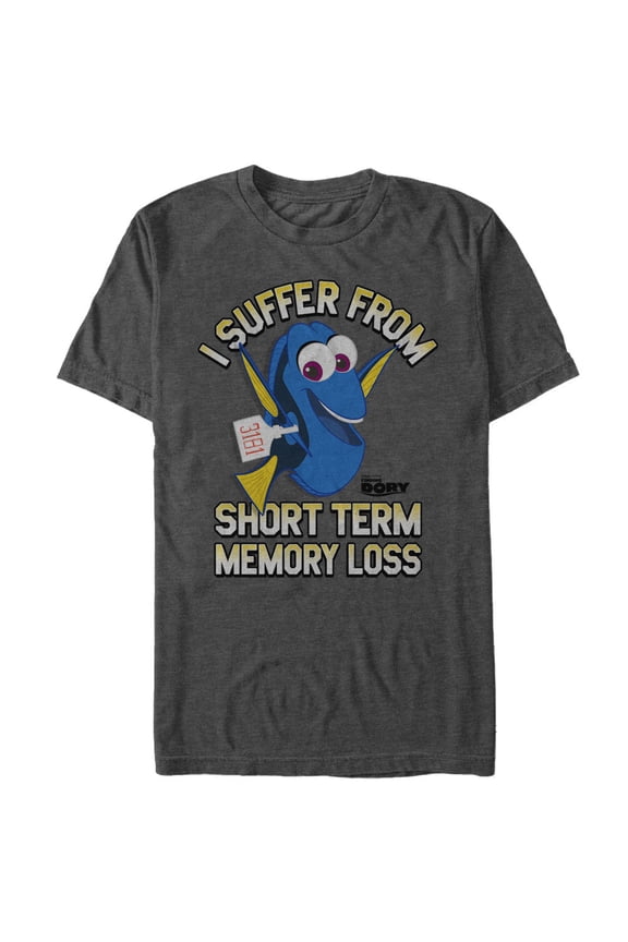 Men's Finding Dory Short Term Memory Loss Graphic Tee Charcoal Heather 2X Large