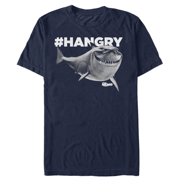 Men's Finding Nemo Bruce #Hangry Graphic Tee Navy Blue Medium