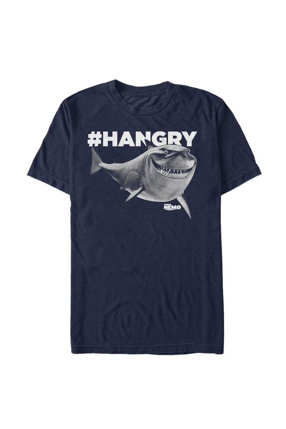 Men's Finding Nemo Bruce #Hangry Graphic Tee Navy Blue Medium