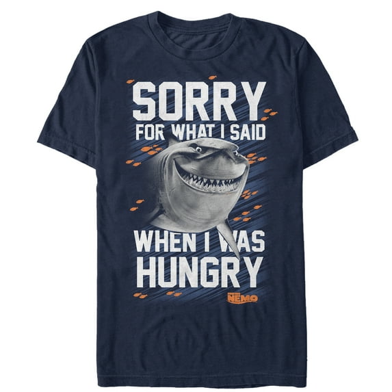 Men's Finding Nemo Bruce Sorry For Hangry Graphic Tee Navy Blue Medium