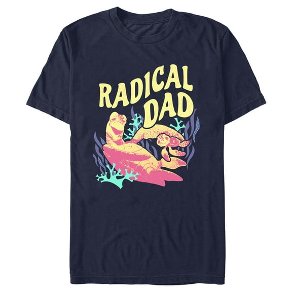 Men's Finding Nemo Crush and Squirt Radical Dad  Graphic Tee Navy Blue X Large