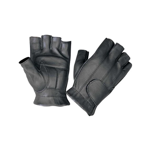 Men's Fingerless Leather Gloves,Black,Size - Large