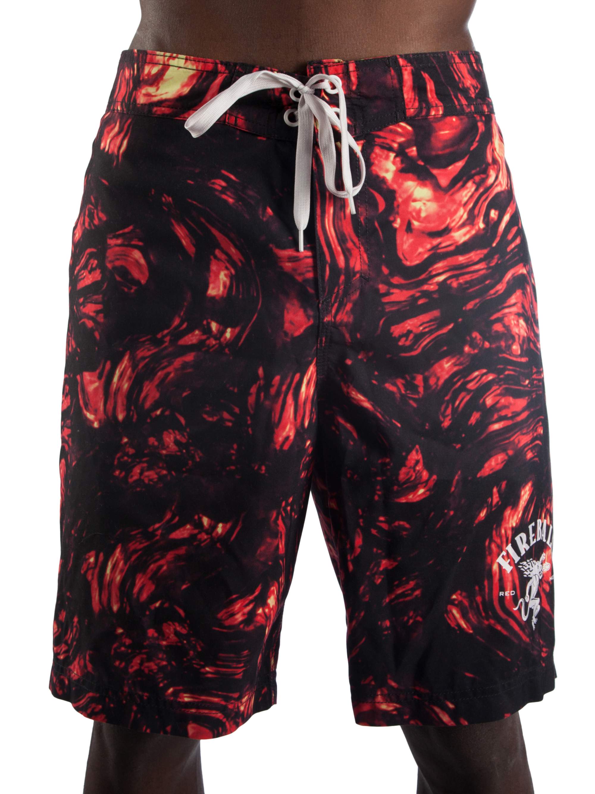 Men s Fireball Whisky Red Hot Swim Trunk and Snapback Ball Cap 2 Piece Combo