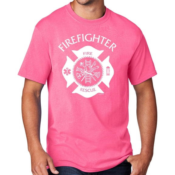 Men's Firefighter T-shirt, 2XL Neon Pink