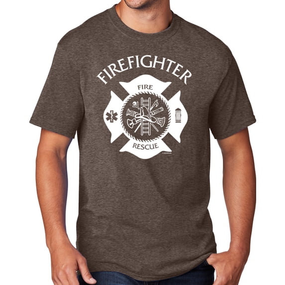 Men's Firefighter T-shirt, 3XL Heather Dark Chocolate