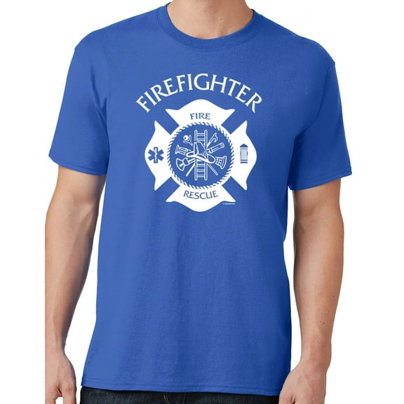 Men's Firefighter T-shirt, 3XL Royal Blue