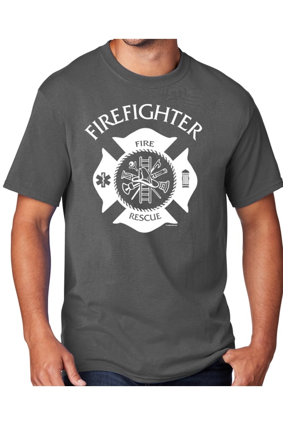 Men's Firefighter T-shirt, 4XL Charcoal Gray