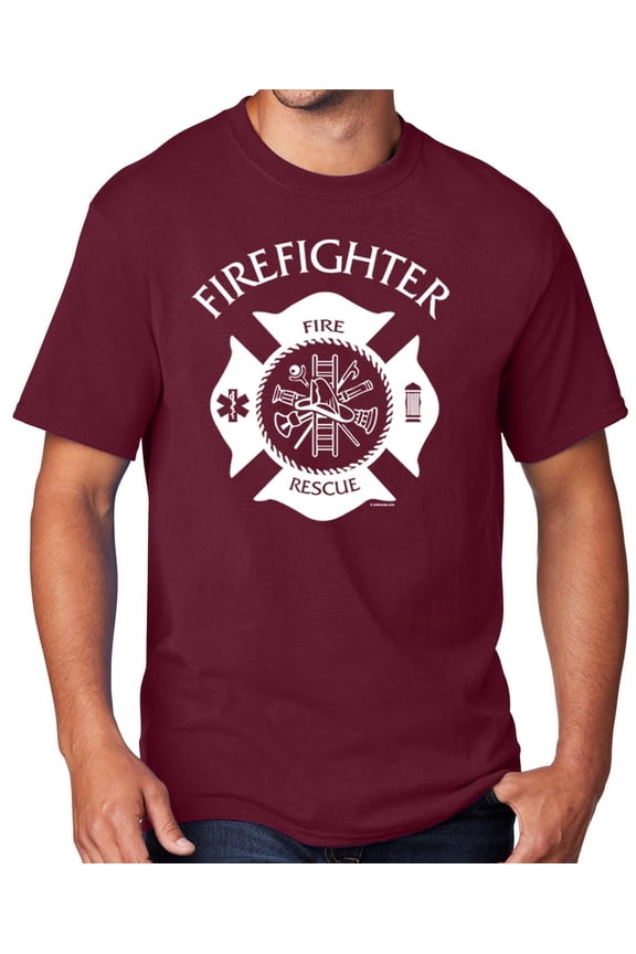 Men's Firefighter T-shirt, Large Cardinal Red