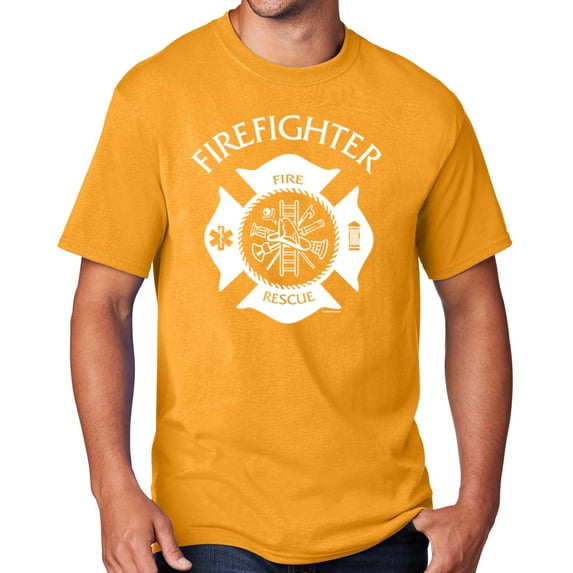 Men's Firefighter T-shirt, Large GOLD - TALL