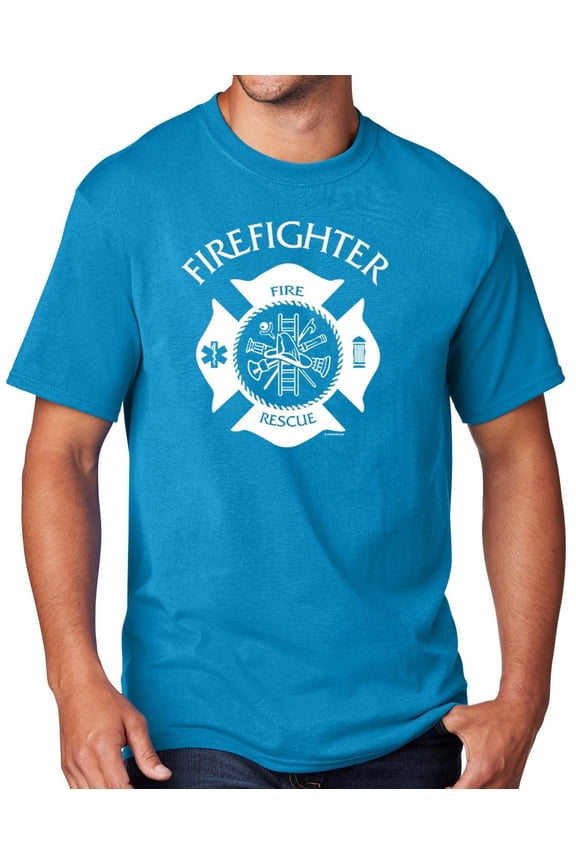Men's Firefighter T-shirt, Large Sapphire Blue - TALL
