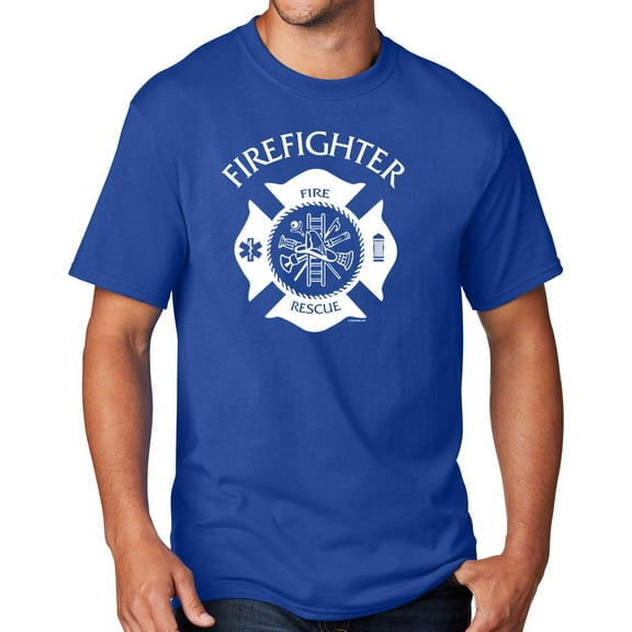 Men's Firefighter T-shirt, Large True Royal Blue