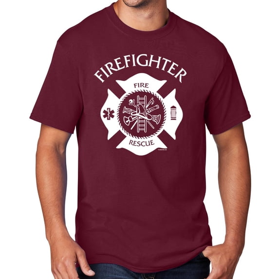 Men's Firefighter T-shirt, Small Cardinal Red
