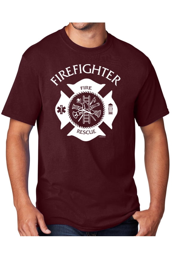 Men's Firefighter T-shirt, XL Athletic Heather Maroon
