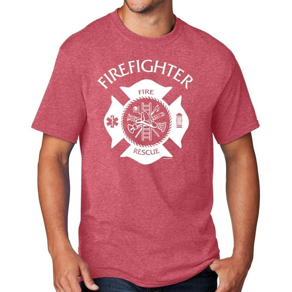 Men's Firefighter T-shirt, XL Heather Red
