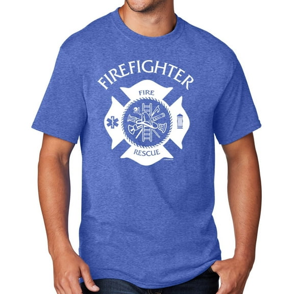 Men's Firefighter T-shirt, XL Heather Royal Blue
