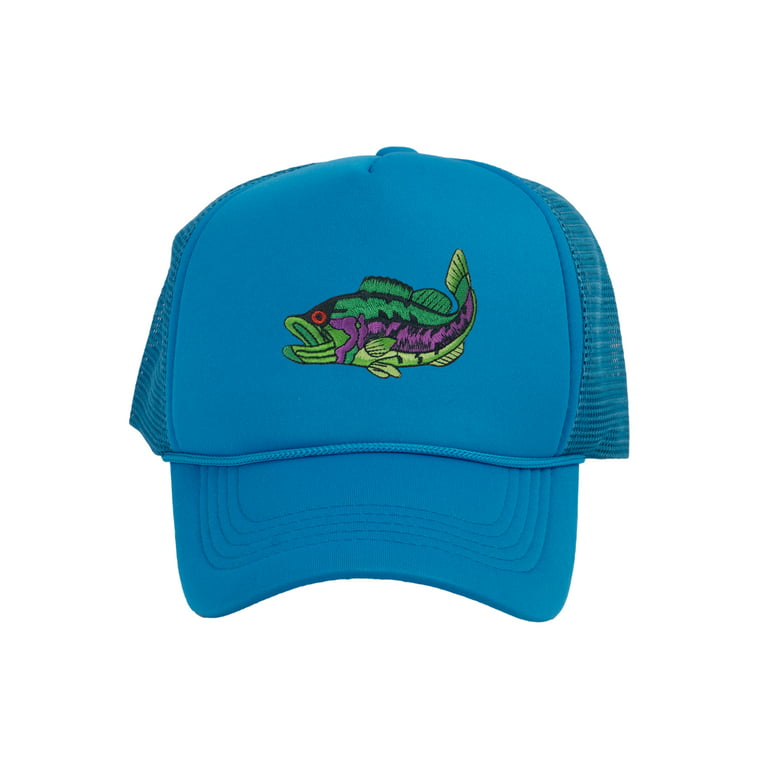 Men's Fishing Cap Outdoor Bass Fisherman Trucker Hat, Aqua